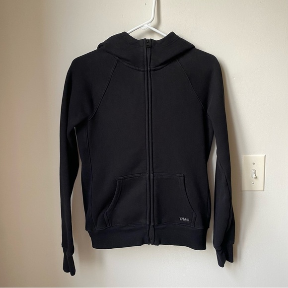 TNA Cozyfleece Black Zip-Up Hoodie size small snug fit - Picture 1 of 4